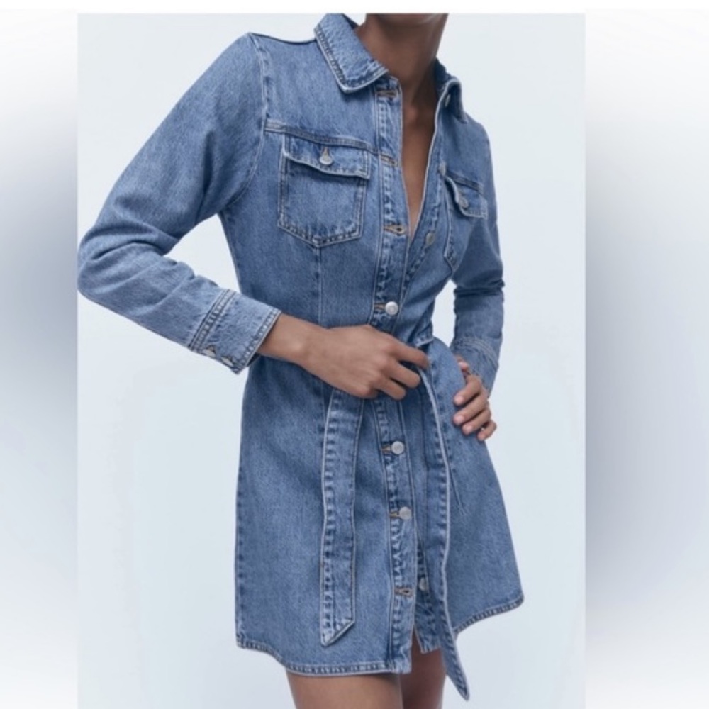 Zara denim long sleeve dress